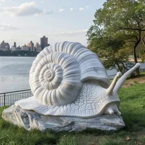 Marble large garden snail statue for outdoor decor 2 Marble large garden snail statue for outdoor decor 2