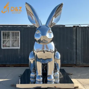Modern Silver Metal Large Rabbit Sculpture for Garden DZN451-1