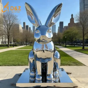 Modern Silver Metal Large Rabbit Sculpture for Garden DZN451-11
