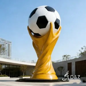 Giant metal football sculpture trophy, soccer sculpture, city landmark, painted 1