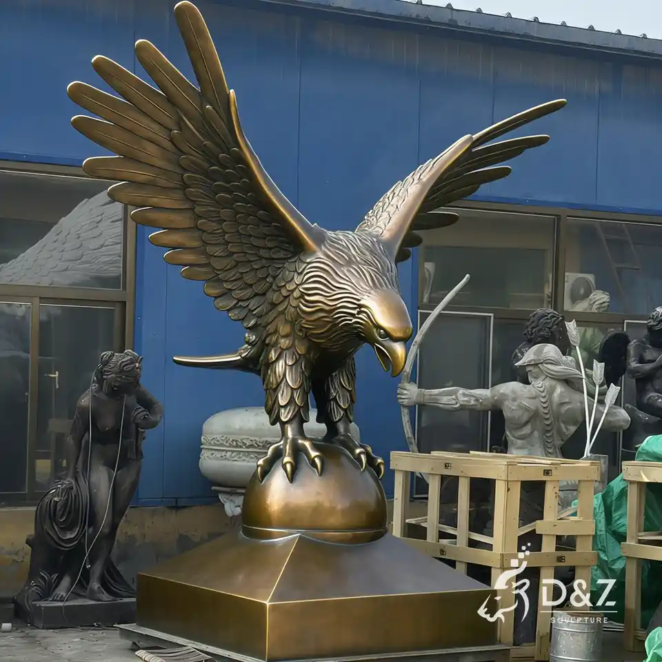 Large Outdoor Bronze Flying Eagle on Ball Statue Large Outdoor Bronze Flying Eagle on Ball Statue