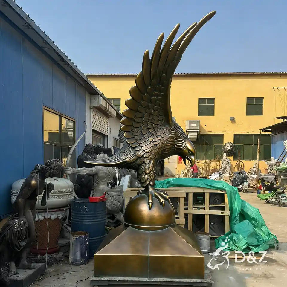 Large Outdoor Bronze Flying Eagle on Ball Statue Large Outdoor Bronze Flying Eagle on Ball Statue