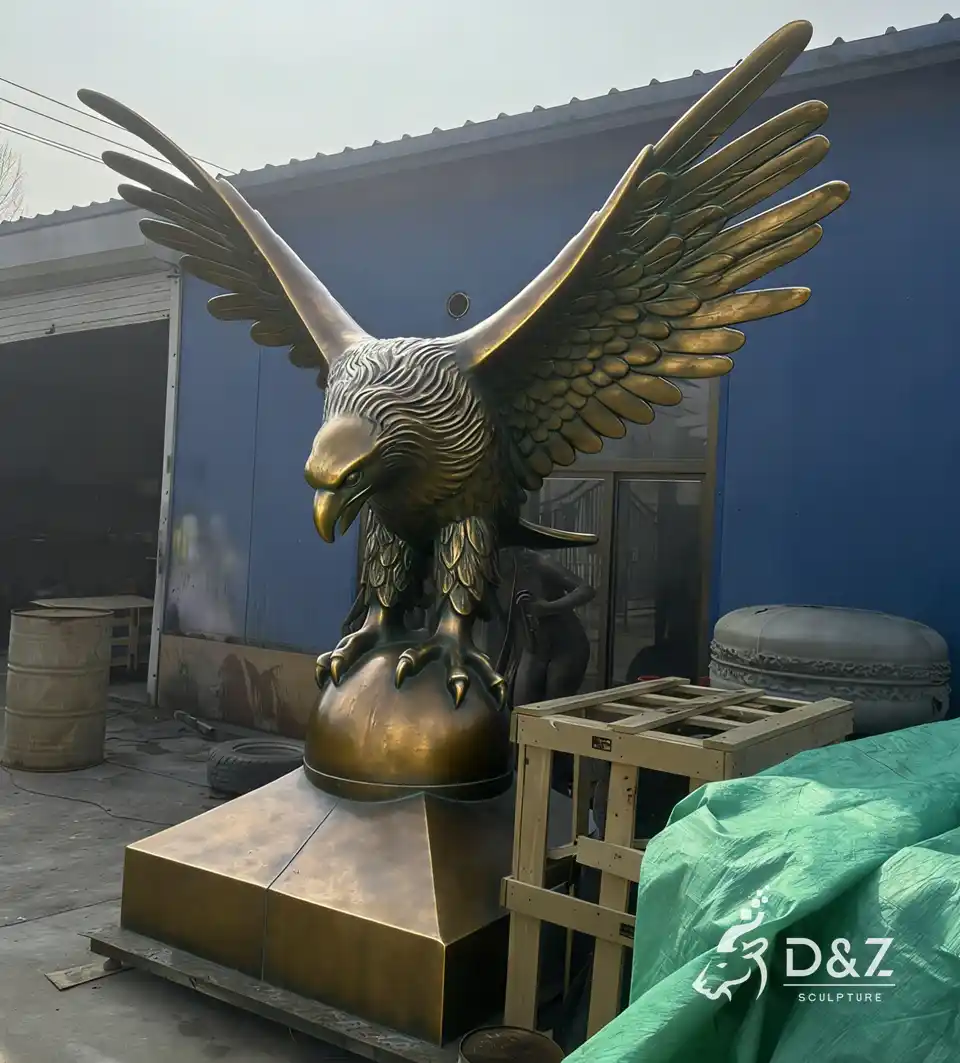 Large Outdoor Bronze Flying Eagle on Ball Statue 4 Large Outdoor Bronze Flying Eagle on Ball Statue 4