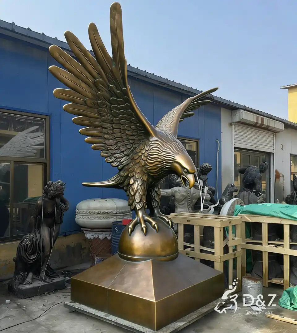Large Outdoor Bronze Flying Eagle on Ball Statue 5 Large Outdoor Bronze Flying Eagle on Ball Statue 5
