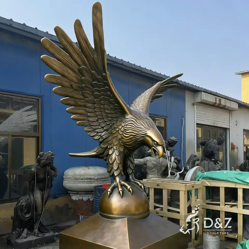 Large Outdoor Bronze Flying Eagle on Ball Statue b Large Outdoor Bronze Flying Eagle on Ball Statue b