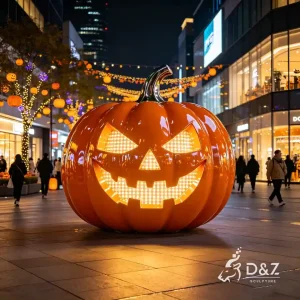Giant metal Halloween pumpkin sculptures with lights for festival decor 2