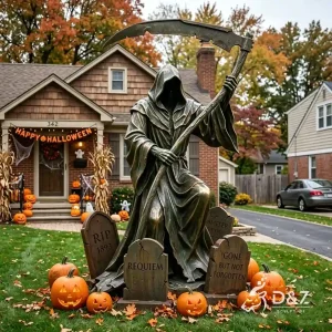 Large bronze cemetery grim reaper statue for sale 2