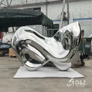 Large Metal Wall Art Sculpture, Stainless Steel Fluid Organic Abstract Wall Art 2