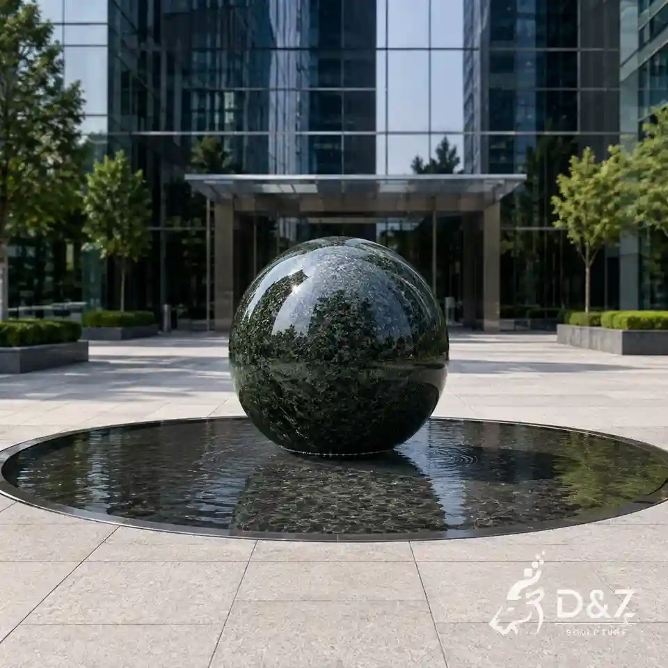Hidden base floating granite sphere water feature Hidden base floating granite sphere water feature