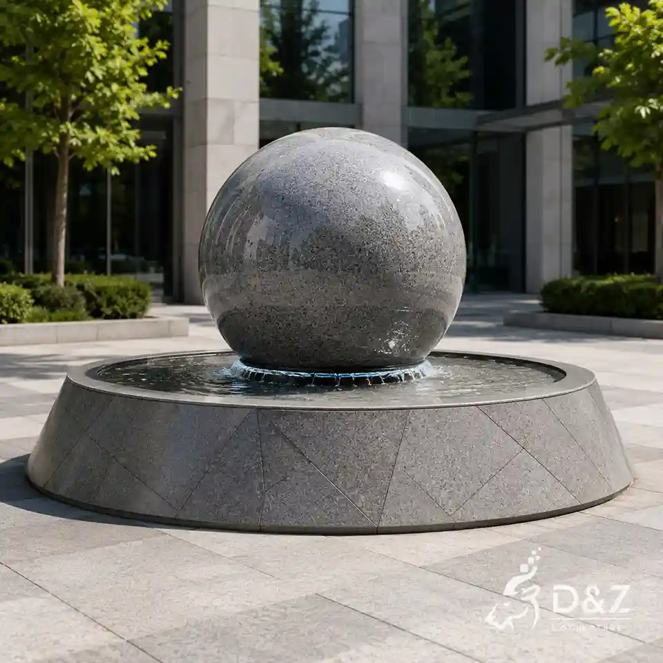 Conical base rotating granite ball fountain Conical base rotating granite ball fountain